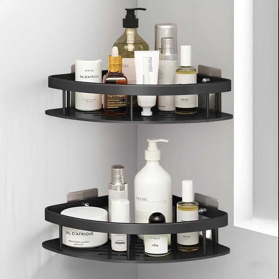 Azomor Ruime hoekdoucheplank zonder boren voor badkameropslag en organisatie