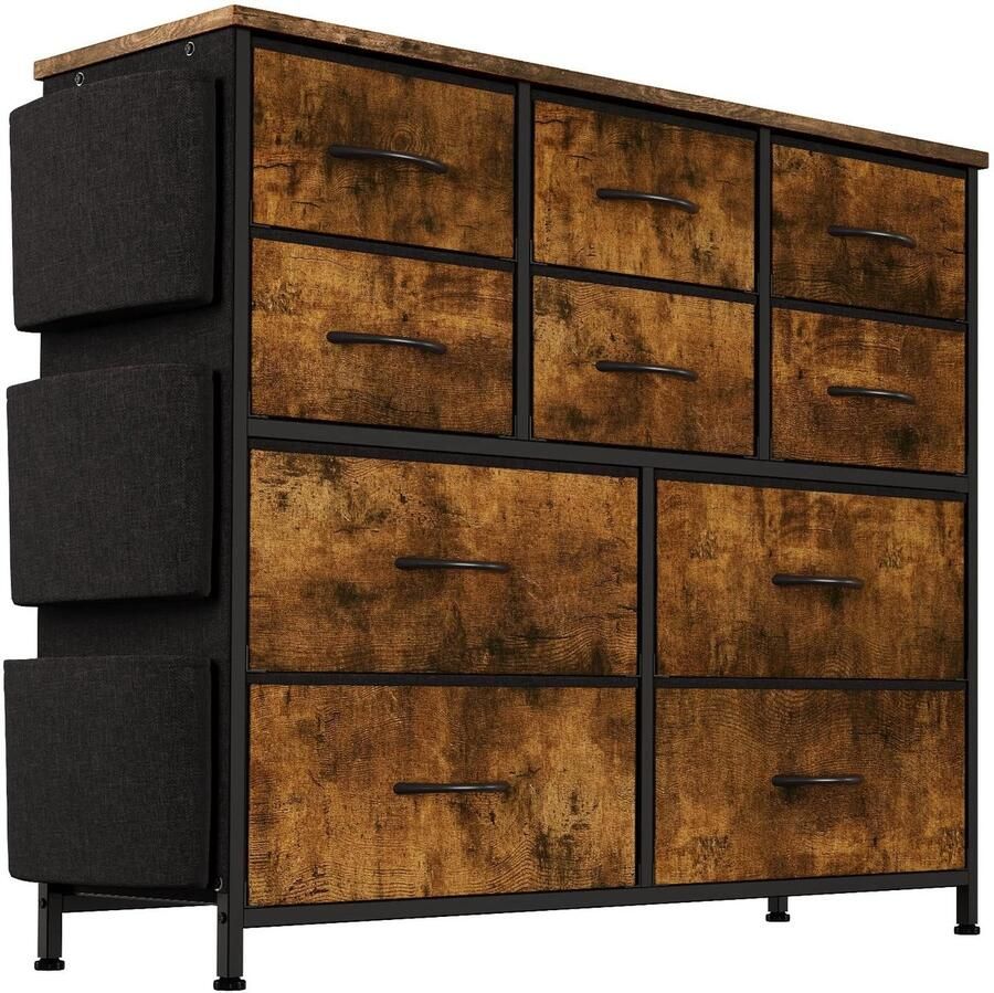 Azomor Ruime opbergkast met 10 stoffen lades en metalen frame voor elke kamer