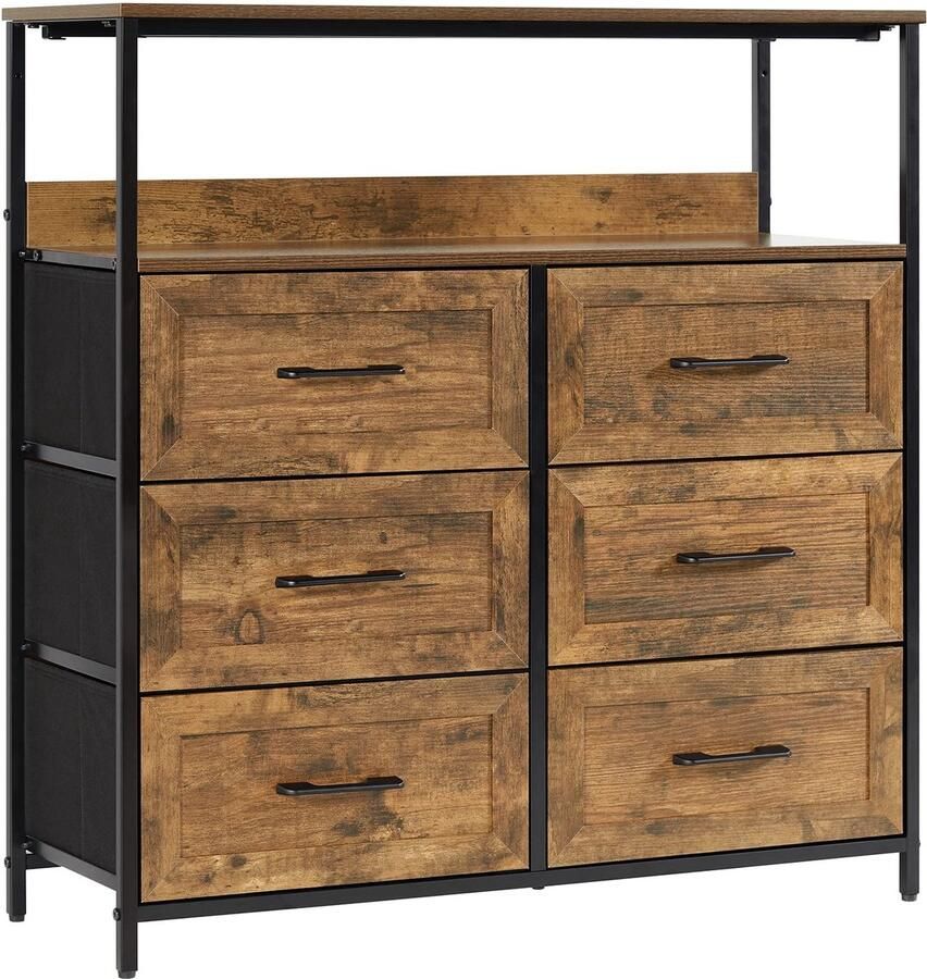 Azomor Ruime opbergkast met zes stoffen lades voor elke kamer in huis