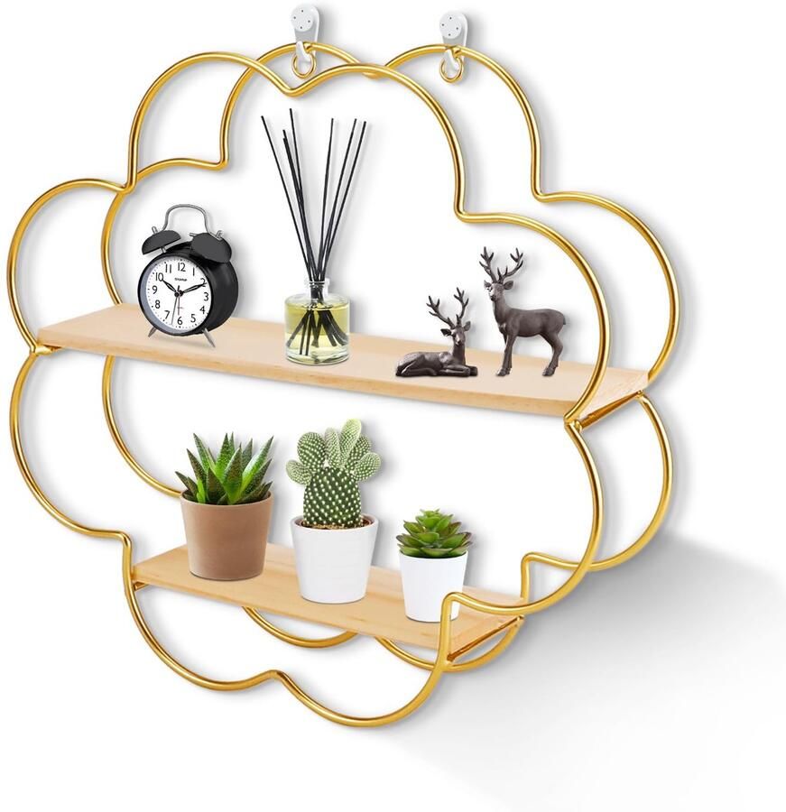 Azomor Rustieke houten wandplanken met metalen frame voor kamers