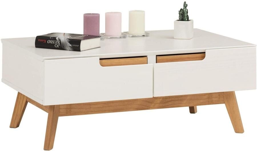 Azomor Scandinavische salontafel met opbergruimte en massief grenen design