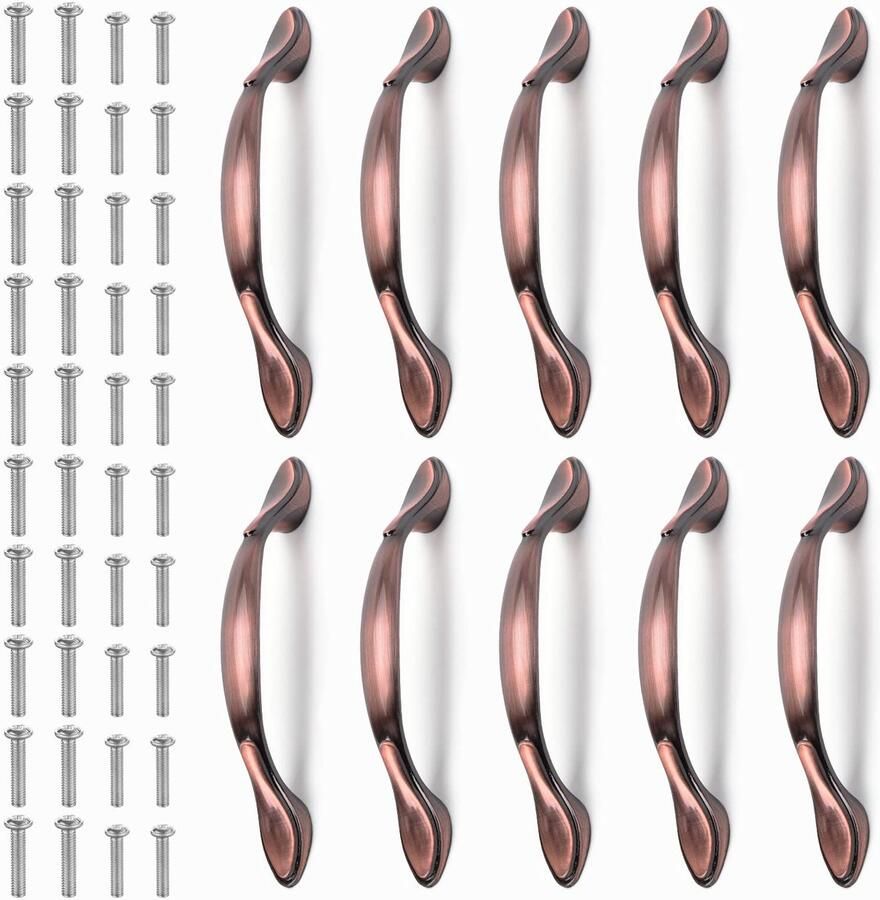 Azomor Set van 10 decoratieve antieke kastgrepen van zinklegering voor meubels