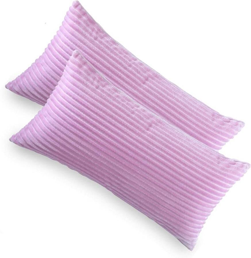 Azomor Set van 2 roze kussenslopen met kasjmierzachte fleece voor bank en bed