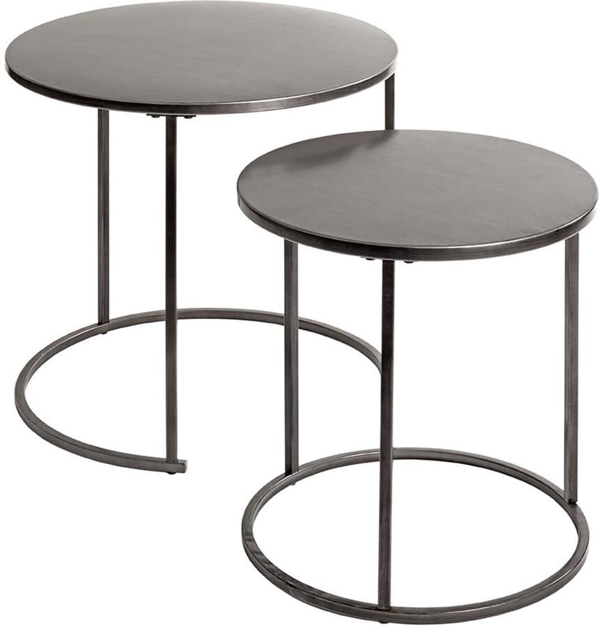 Azomor Set van 2 stijlvolle bijzettafels van metaal in antraciet kleur