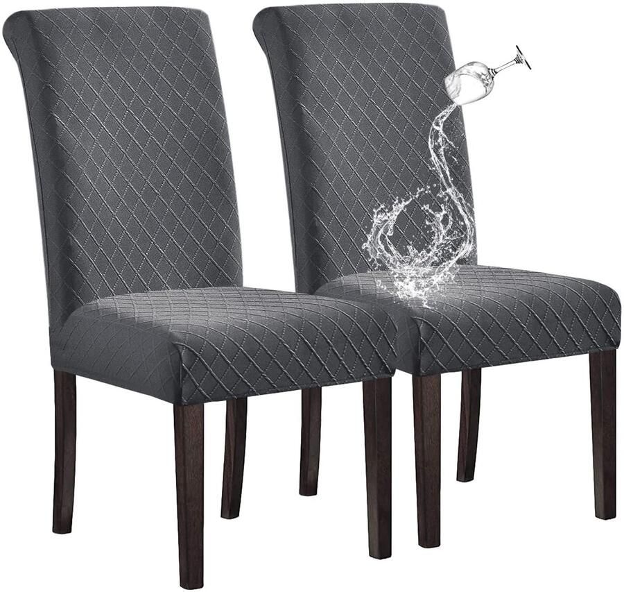 Azomor Set van 2 waterdichte stoelhoezen voor eetkamerstoelen met stretchstof