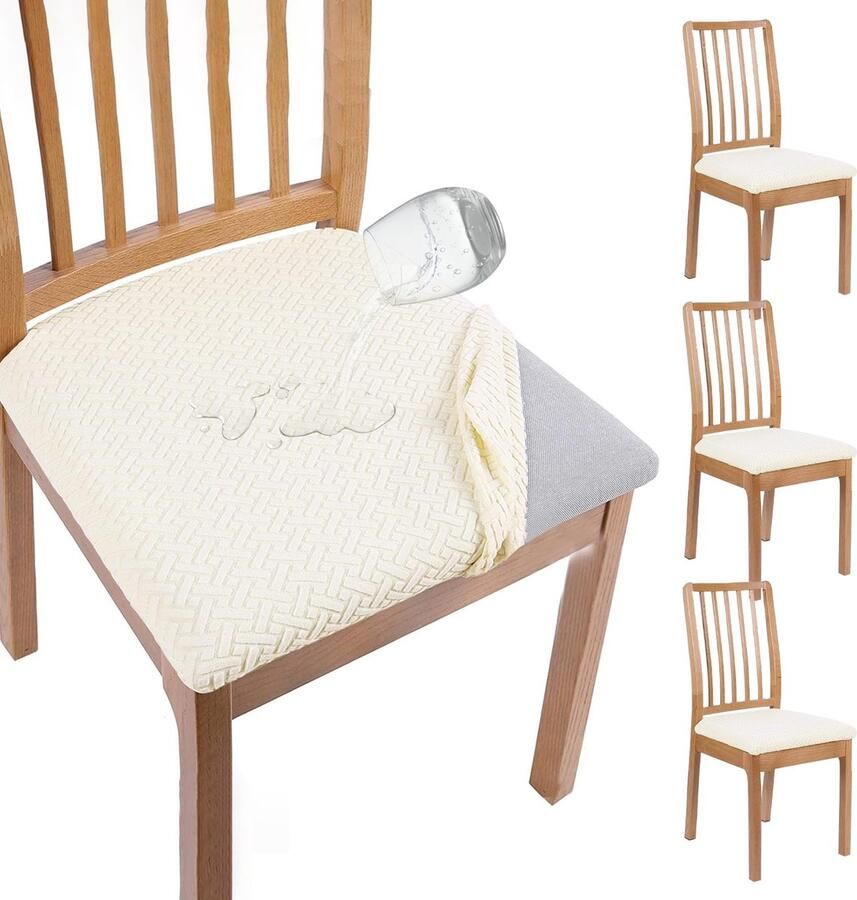 Azomor Set van 4 elastische en waterdichte stoelhoezen voor eetkamerstoelen