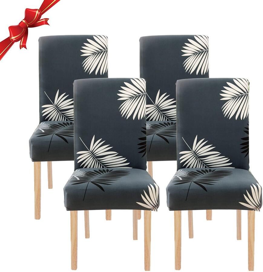 Azomor Set van 4 elastische stoelhoezen voor eetkamerstoelen met rugleuning