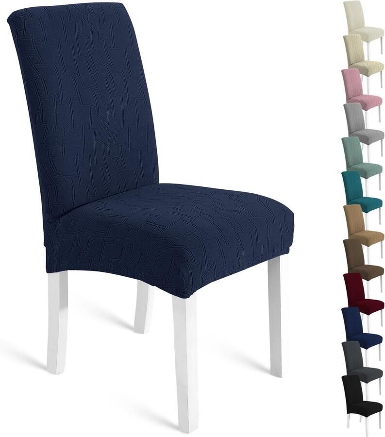 Azomor Set van 4 elastische stoelhoezen voor gelegenheden in donkerblauw