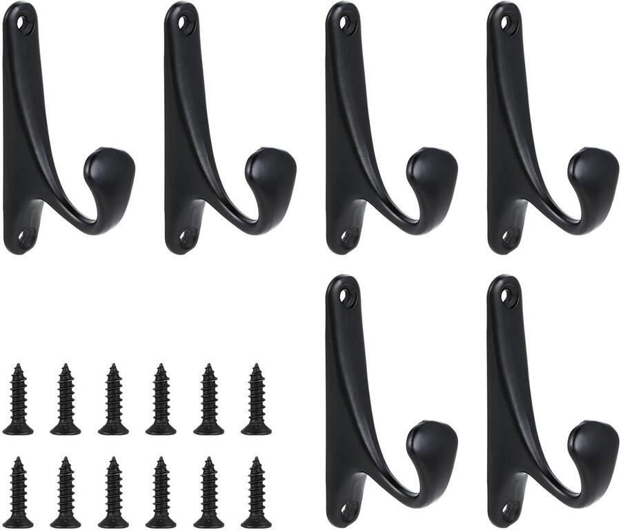 Azomor Set van 6 stevige kapstokhaken met schroeven voor ruimtes