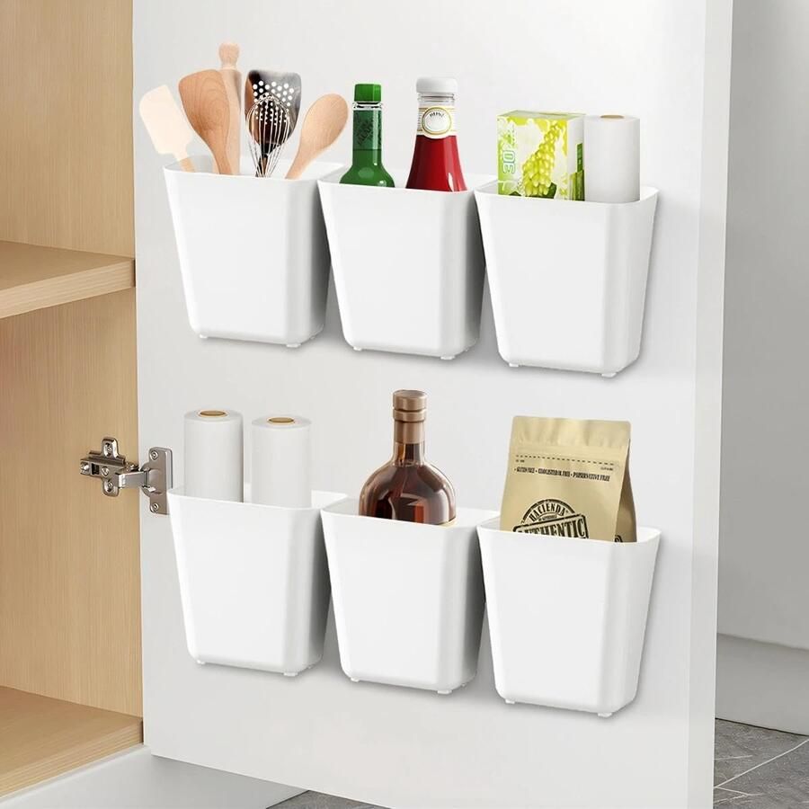 Azomor Set van 6 Zelfklevende Wandopbergdozen voor Keuken en Badkamer