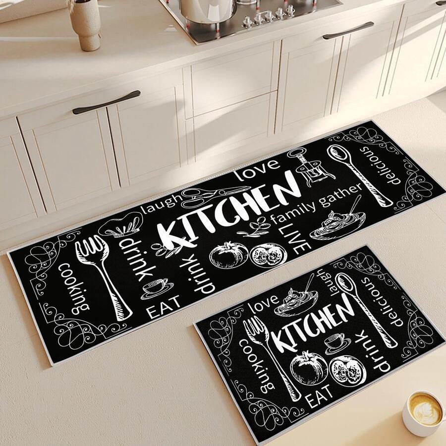 Azomor Set van twee antislip keukenmatten met absorberende eigenschappen en wasbaar ontwerp