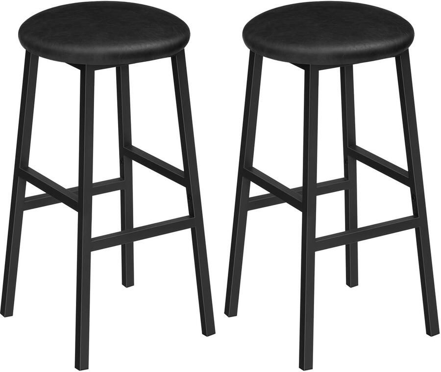 Azomor Set van twee comfortabele barkrukken met ronde zitting en voetsteun