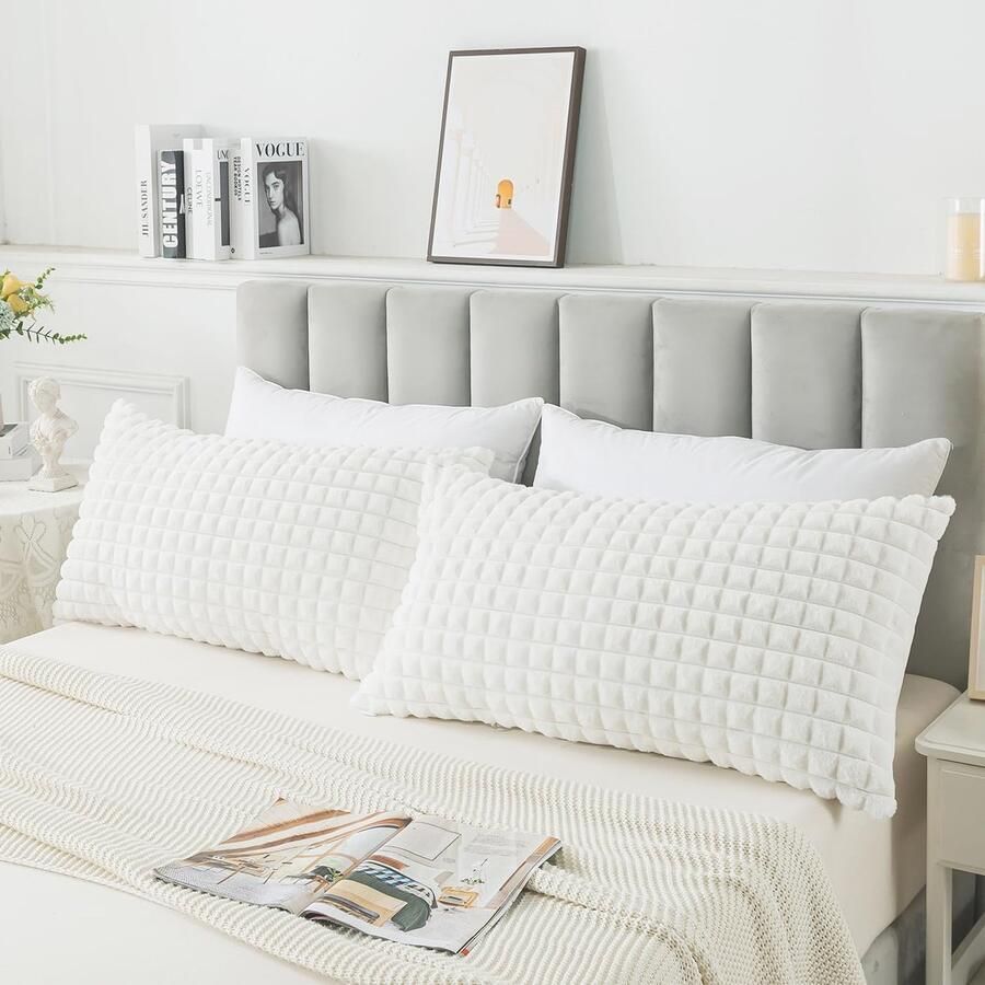 Azomor Set van twee elegante pluche kussenhoezen voor bank en slaapkamer decoratie