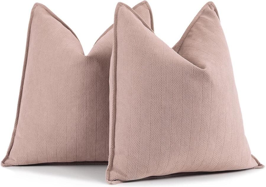 Azomor Set van twee elegante roze kussenhoezen voor bank en beddecoratie