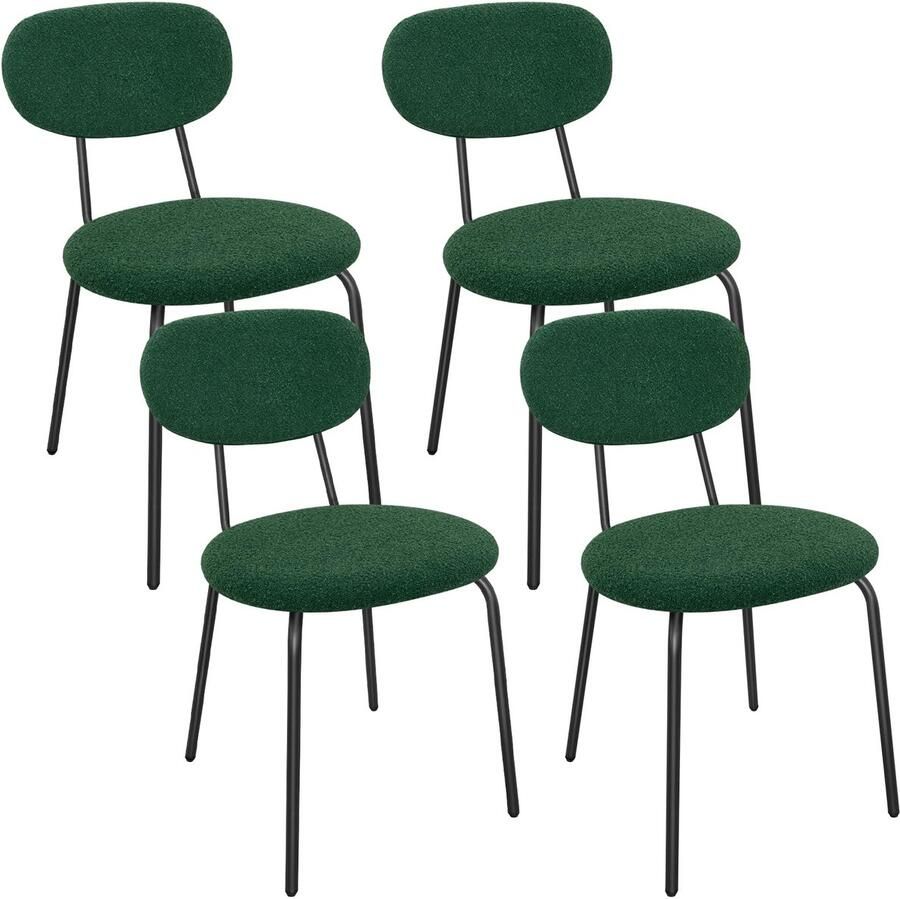 Azomor Set van vier moderne gestoffeerde eetkamerstoelen met stapelbaar ontwerp