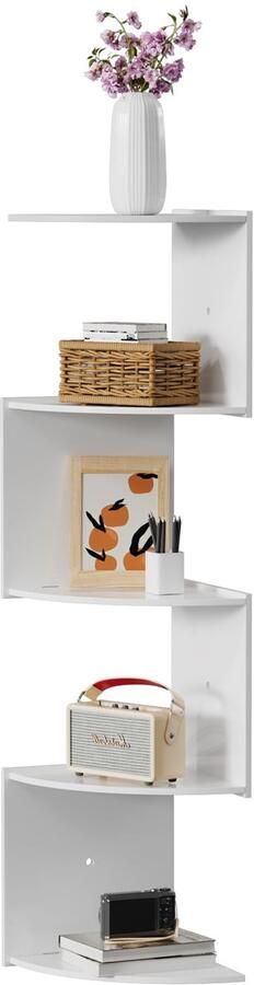 Azomor Stijlvol zwevend hoekrek met vijf niveaus voor veelzijdige opbergruimte