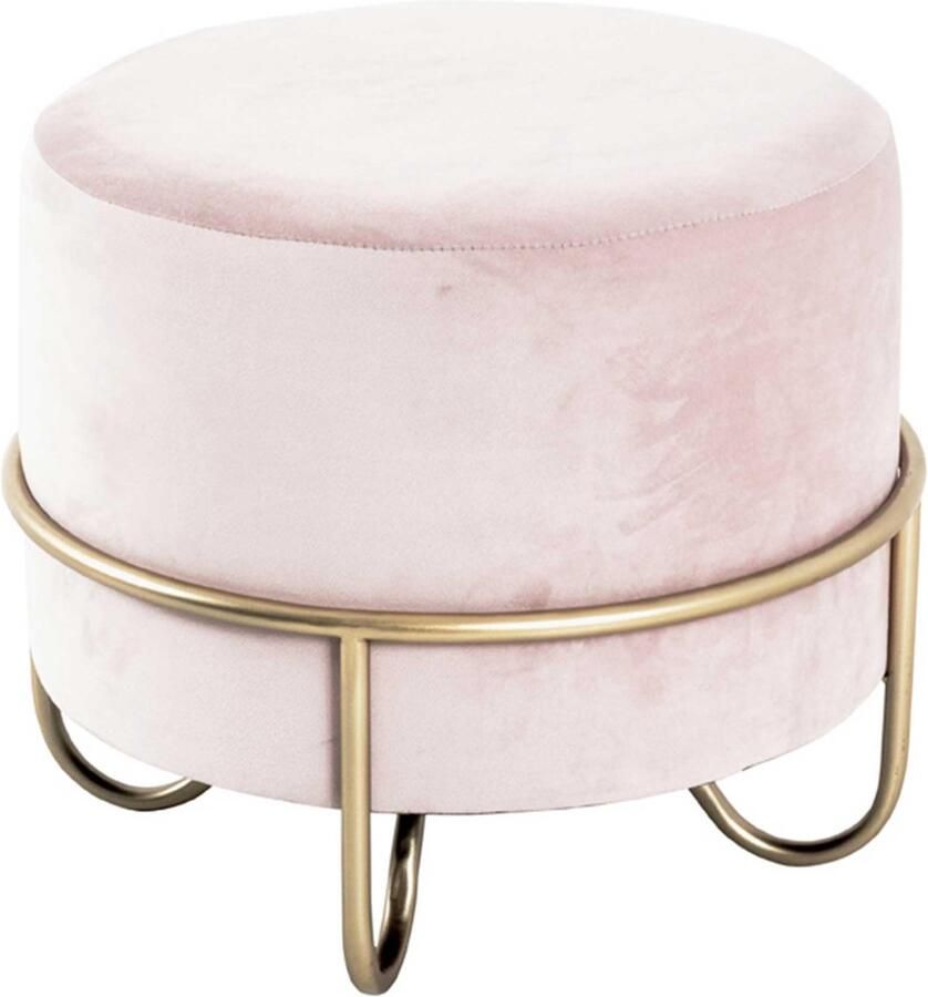 Azomor Stijlvolle Art Deco Hocker in Crème en Goud met Fluwelen Bekleding