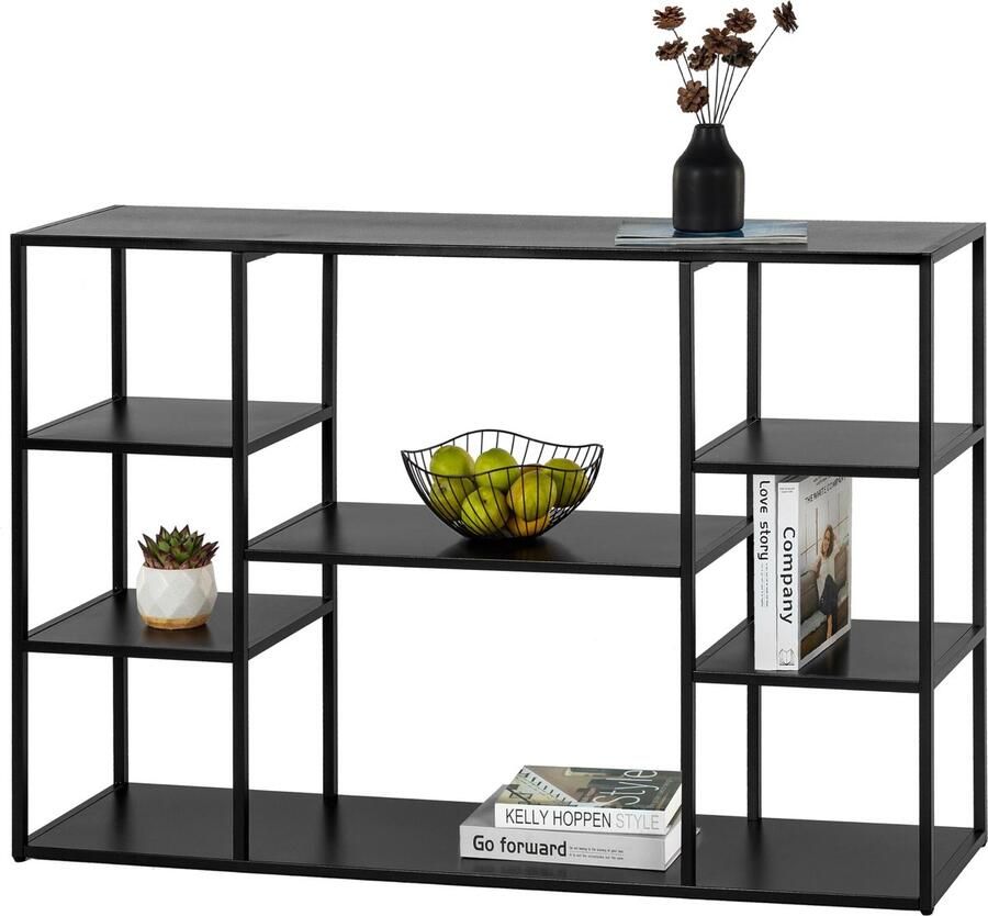 Azomor Stijlvolle en smalle consoletafel met planken voor woonkamer en hal