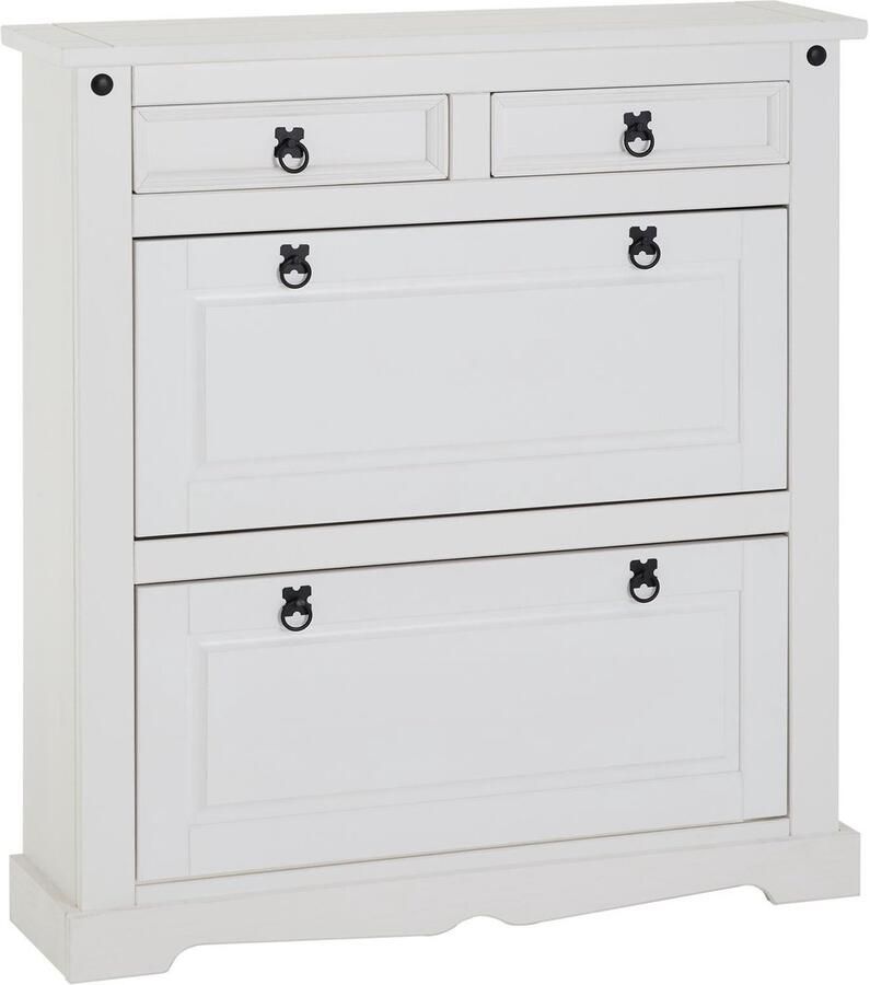 Azomor Stijlvolle houten schoenenkast met lades en kleppen voor hal of entree