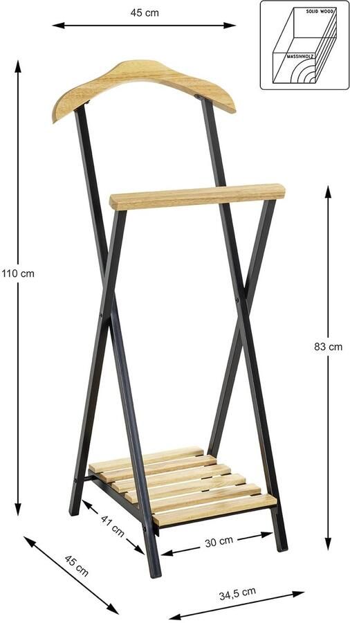 Azomor Stijlvolle traditionele kledingstandaard van hout en metaal voor dagelijks gebruik