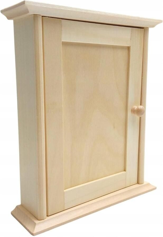 Azomor Stijlvolle wandgemonteerde houten sleutelkast met 6 haken en deur