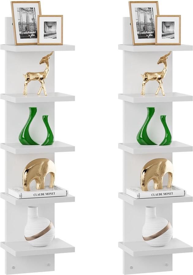 Azomor Stijlvolle zwevende wandplank met vijf niveaus voor veelzijdige opslag