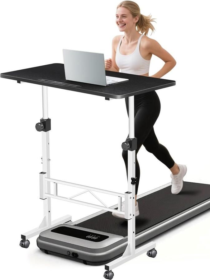 Azomor Verstelbare ergonomische werktafel met wielen voor kantoor en thuisgebruik