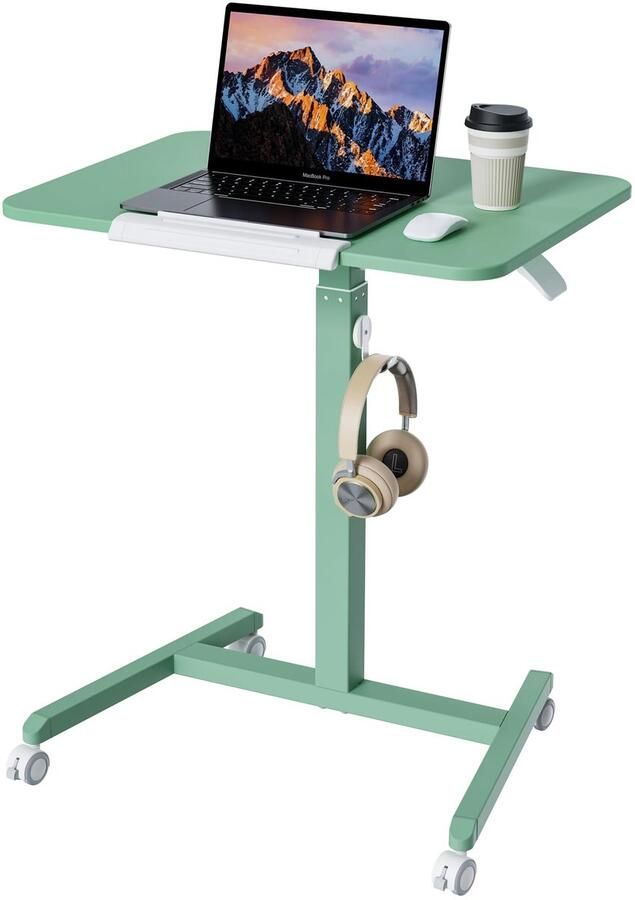 Azomor Verstelbare mobiele bijzettafel met wieltjes en kantelbaar blad voor thuisgebruik