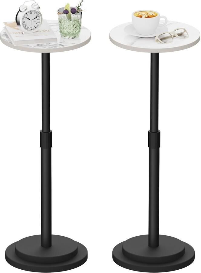 Azomor Verstelbare ronde bijzettafel set van 2 voor binnen en buiten gebruik