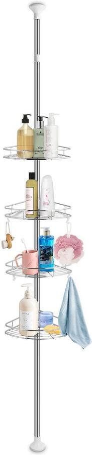 Azomor Verstelbare telescopische doucherek met vier manden zonder boren