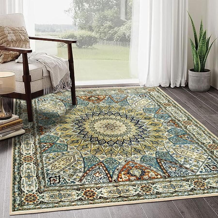 Azomor Vierkante vintage vloerkleed 200x200 cm voor woonkamer slaapkamer en meer