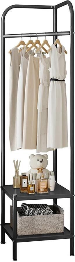 Azomor Vrijstaande metalen hoekkapstok met dubbele opbergruimte voor kleine ruimtes