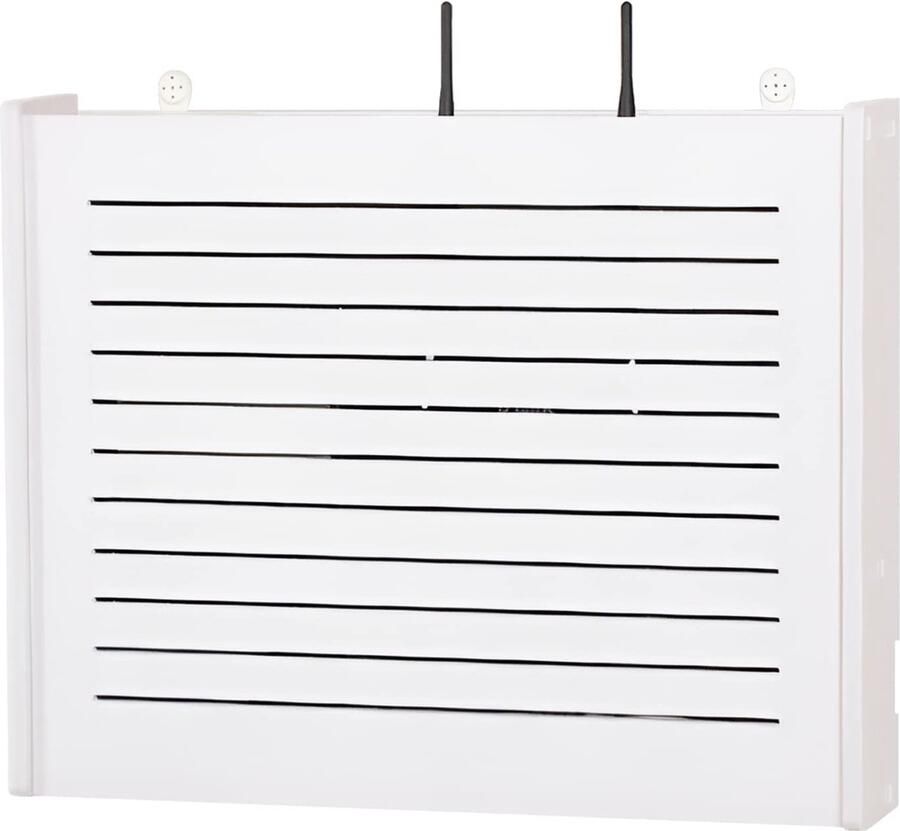 Azomor Wandplank voor Router en Kabelbeheer met Ventilatie in Wit