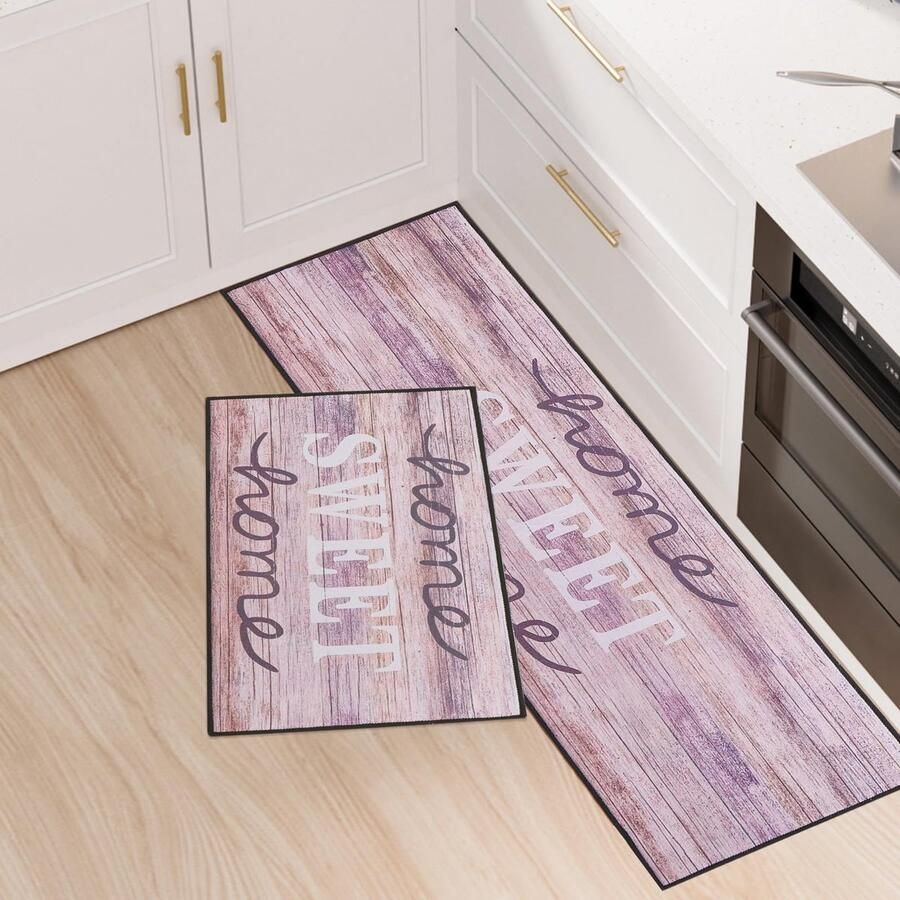 Azomor Wasbare antislip vloerkleden set voor keuken en hal in grijze tinten