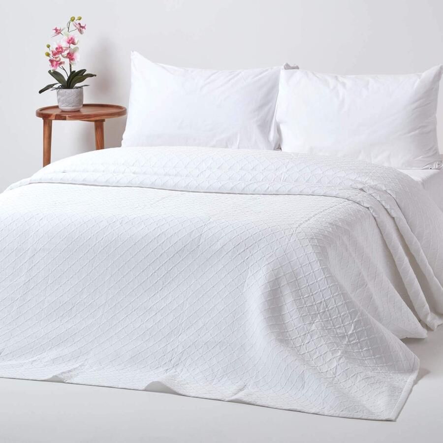 Azomor Witte Sierlijke Sprei voor Bed en Bank met Elegant Design