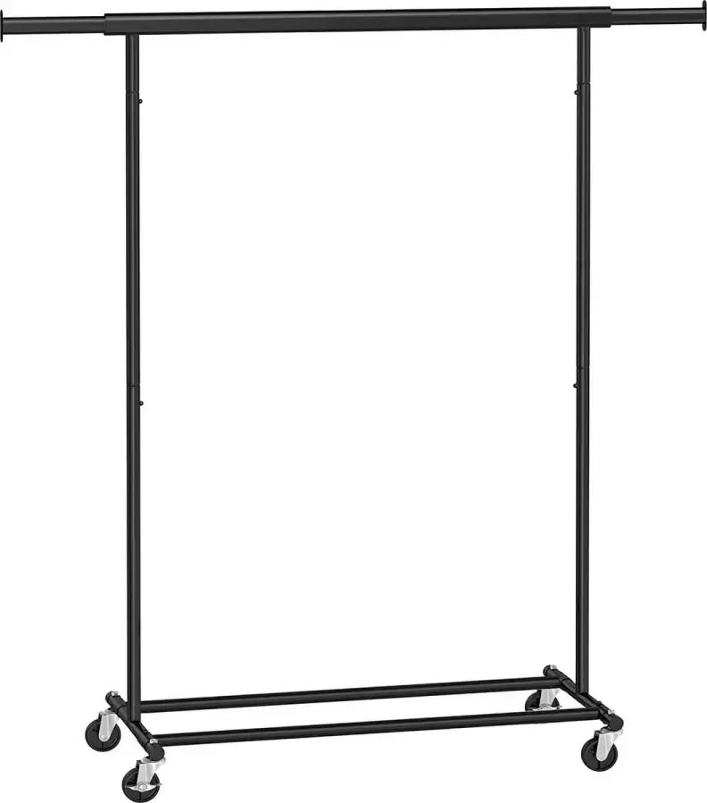 Azuru Kledingrek op Wielen Metaal Verstelbaar Zwart (92-132 ) x 160 x 45 4 cm