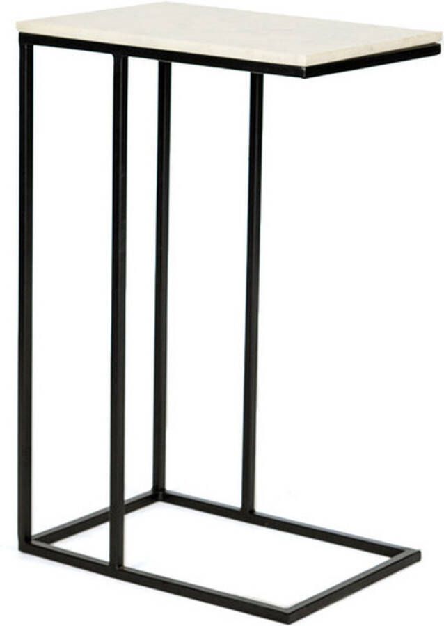 b-home-interieur.be Bijzettafel marmer wit zwart Frame Laptop tafel zetel tafel 70 cm hoog