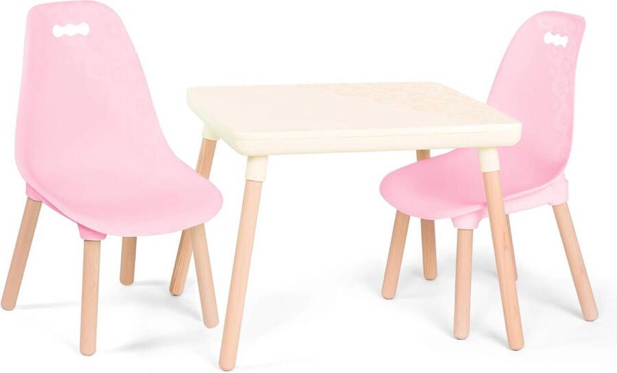B. spaces SHOP YOLO Kindertafel met 2 stoeltjes tafeltje met 2 stoelen Peuters tafel Kindermeube Roze