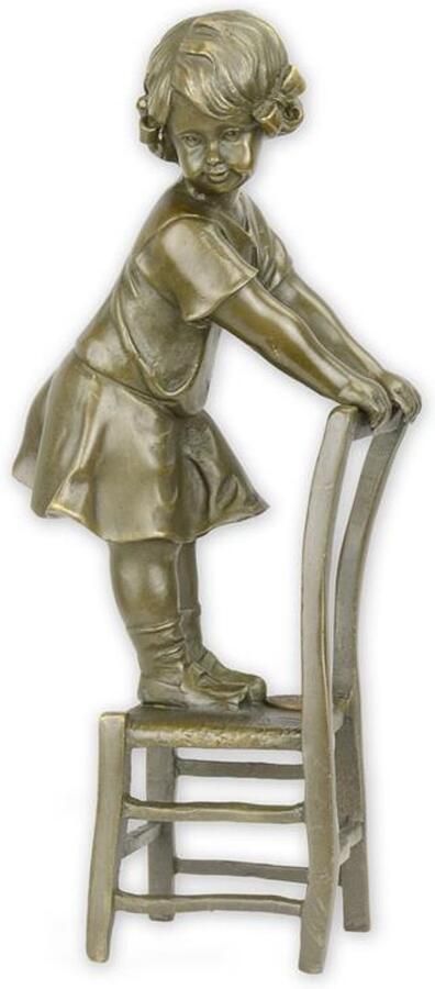 Baakman Bronzen beeld Meisje op kruk Beeld kind 20 4 cm hoog