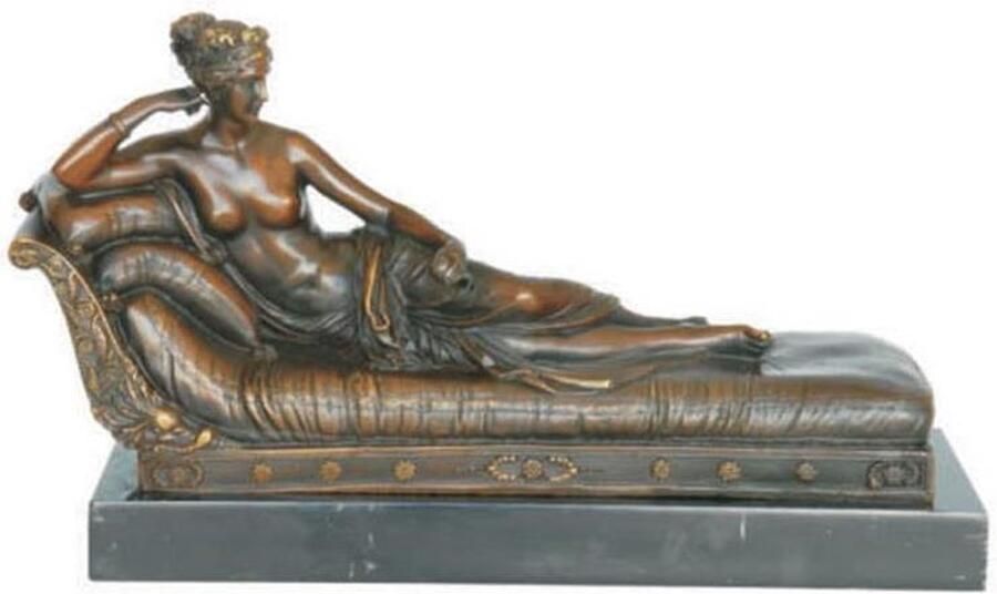 Baakman Bronzen beeld Pauline Bonaparte Naakte vrouw op bank 18 8 cm hoog