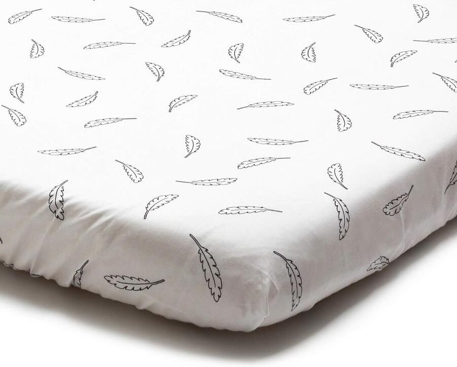 Baby Jean 2-delige Beddengoed Set 70x140 Hoeslakens 100% Katoen voor Juniorbed of Groot Ledikant Set van Wit + Wit met Gouden Hartjes en Rondjespatroon Hoeslaken - Foto 2