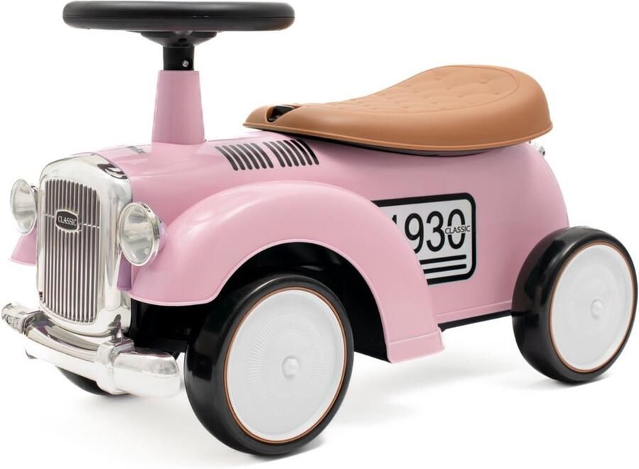 Baby Mix Retro Loopauto Roze – Loopwagen met Geluid en Opbergruimte