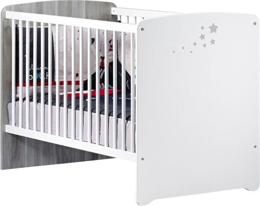 BABY PRICE Nao trio kinderkamer: ledikant 120 x 60 cm + commode en kledingkast Babyprice Wit