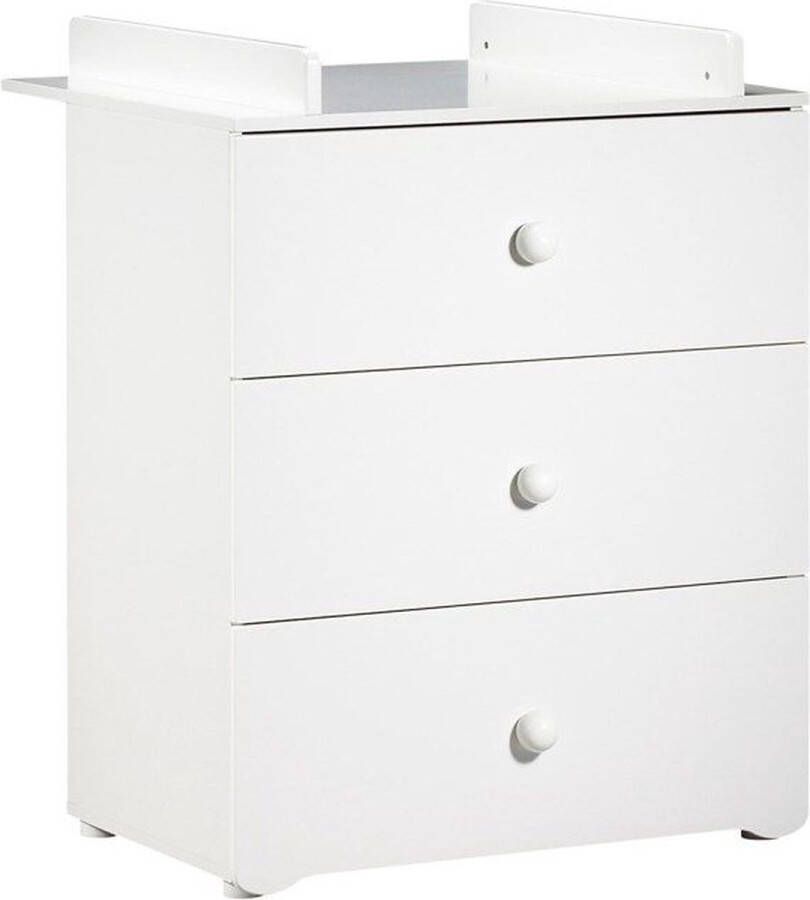 BABY PRICE BABYPRIJS Nieuw Basic Dressoir met 3 laden Witte balknoppen