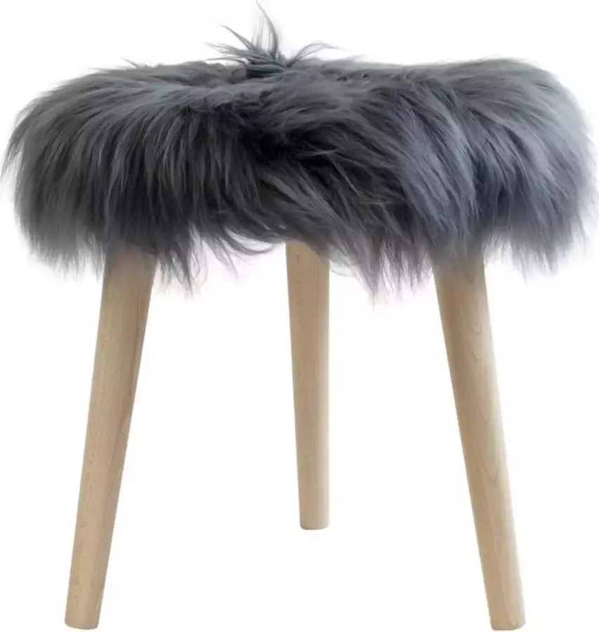 Back2Nature Kruk rond met schapenvacht zitting donkergrijs