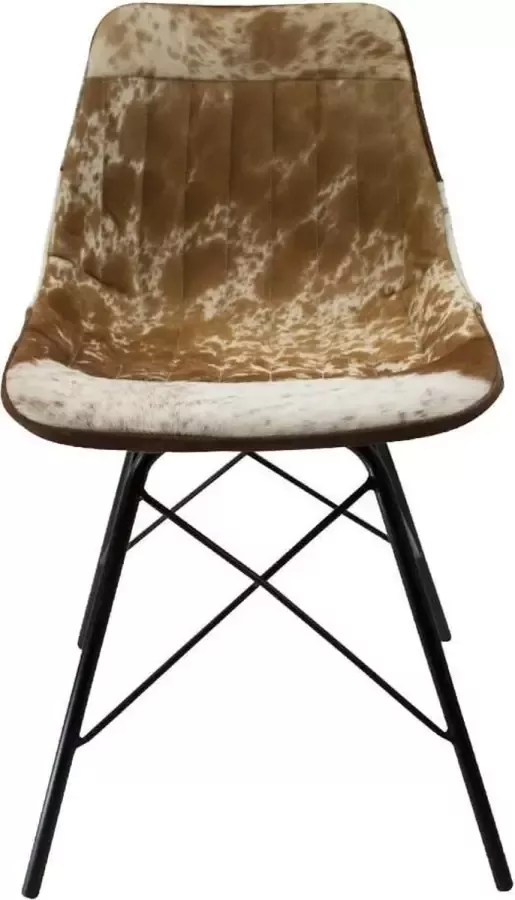 Stoel Koeienhuid Bruin Leder Bont 50x53x79cm Mars & More