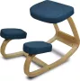 Ella Kniestoel Ergochair Ergonomische werkkruk en Bureaustoel Werkkruk Max 130kg Naturel Hout Blauw Linnen - Thumbnail 2