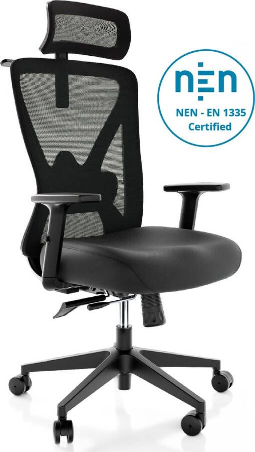 Backerz Ergonomische Bureaustoel Bureaustoelen voor Volwassenen Volledig Verstelbaar NEN-EN1335 gecertificeerd tot 150kg Office Chair Gamestoel Motion Mesh Zwart - Foto 3