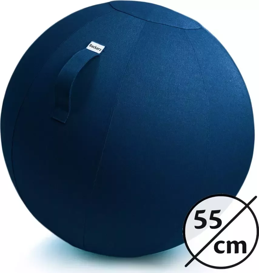 Backerz Zitbal Kantoor en Thuis 55 CM Luxe Yoga Bal Zitballen met Hoes Ergonomische Bureaustoel Bal Linnen Zwart - Foto 2