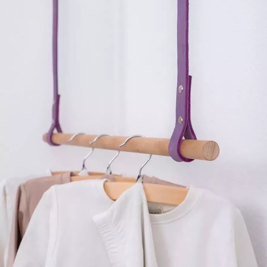BAKIMO Hangend kledingrek Leer Soft Lilac Medium
